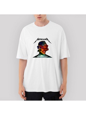 Crows Gate Metallica Hardwired Self Destruct Oversize Beyaz Tişört