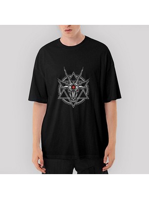 Crows Gate Baphomet Goat Head Oversize Siyah Tişört