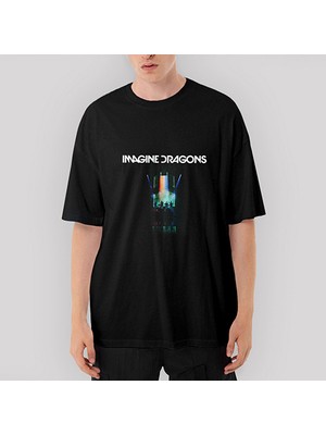 Crows Gate Imagine Dragons Concert Oversize Siyah Tişört
