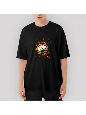 Crows Gate Virtus Pro Splash Oversize Siyah Tişört