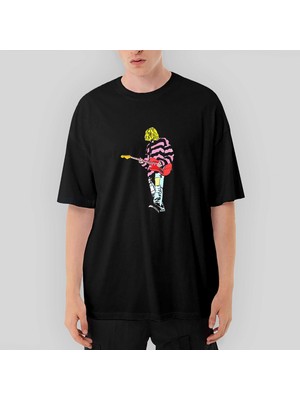Crows Gate Nirvana Kurt Cobain Siluet Oversize Siyah Tişört