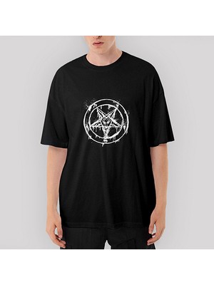 Crows Gate Pentagram Splash Oversize Siyah Tişört