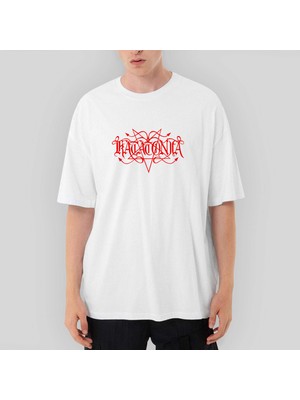 Crows Gate Katatonia Logo Red Oversize Beyaz Tişört