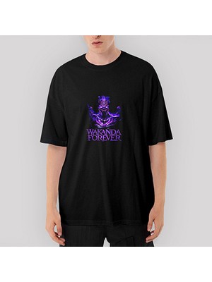Crows Gate Black Panther Wakanda Forever Oversize Siyah Tişört