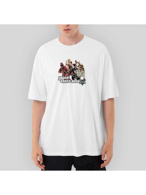 Crows Gate Grand Theft Auto Five Team Oversize Beyaz Tişört