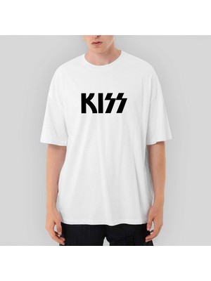 Crows Gate Kiss Logo 2 Oversize Beyaz Tişört