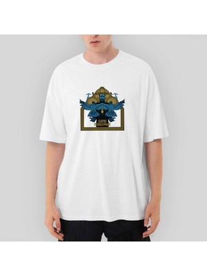 Crows Gate Batushka Blue Oversize Beyaz Tişört