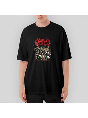 Crows Gate Obituary Skull Stairs Oversize Siyah Tişört