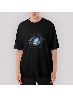 Crows Gate Ejderha Gözü Oversize Siyah Tişört