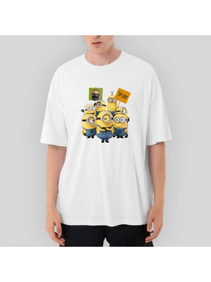Crows Gate Minions The Rise Of Gru Banner Oversize Siyah Tişört