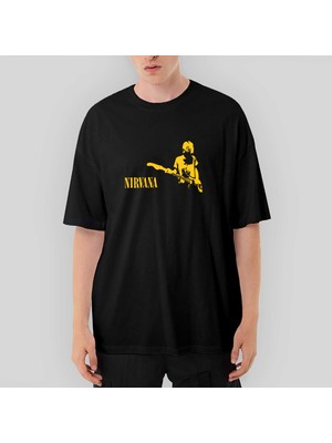 Crows Gate Nirvana Kurt Cobain Oversize Siyah Tişört