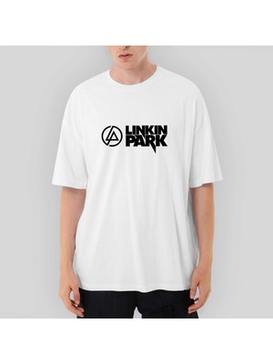 Crows Gate Linkin Park Logo And Text Oversize Beyaz Tişört