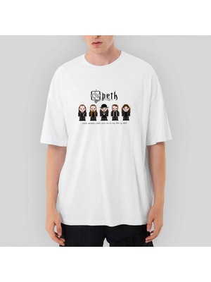 Crows Gate Opeth Group Animation Oversize Beyaz Tişört