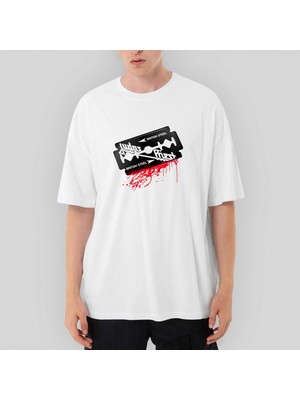 Crows Gate Judas Priest Steel Oversize Beyaz Tişört