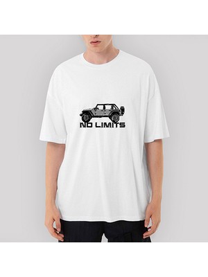 Crows Gate Jeep No Limits Oversize Beyaz Tişört