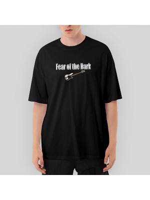 Crows Gate Iron Maiden Fear Of The Dark Guitar Oversize Siyah Tişört