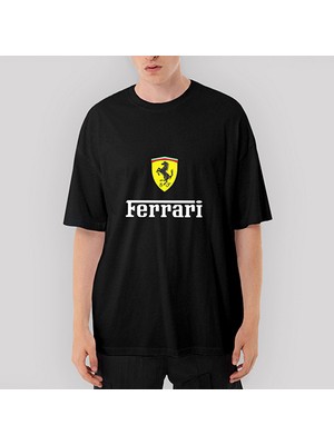 Crows Gate Ferrari In Italy Oversize Siyah Tişört
