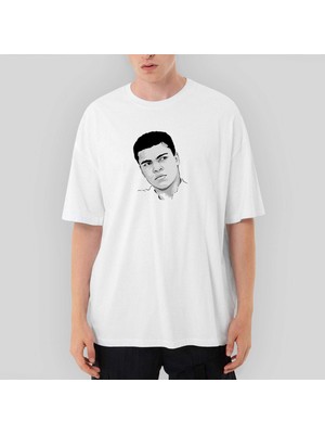Crows Gate Muhammed Ali Drawing Oversize Beyaz Tişört