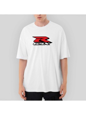 Crows Gate Suzuki Gsx R Logosu Oversize Beyaz Tişört