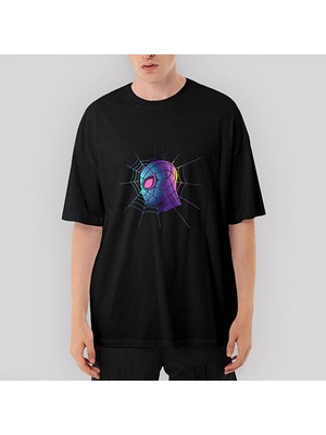 Crows Gate Spiderman Spider Web Oversize Siyah Tişört