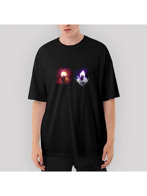 Crows Gate Naruto And Sasuke Oversize Siyah Tişört