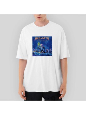 Crows Gate Megadeth Rust In Peace Oversize Beyaz Tişört
