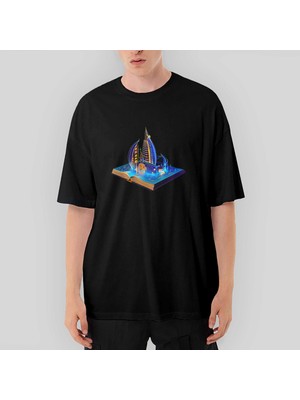 Crows Gate Burj Al Arab Dubai View Book Oversize Siyah Tişört