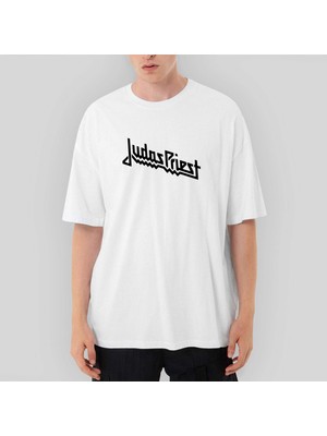 Crows Gate Judas Priest Logo Oversize Beyaz Tişört