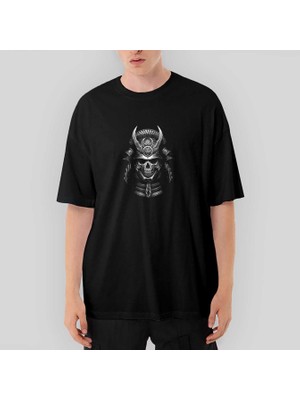 Crows Gate Samurai Skull Oversize Siyah Tişört