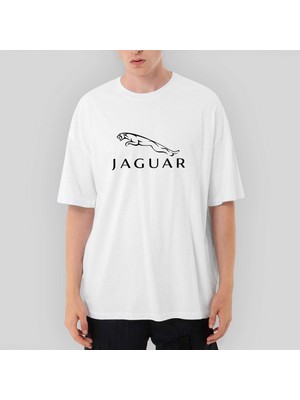 Crows Gate Jaguar Logo Oversize Beyaz Tişört