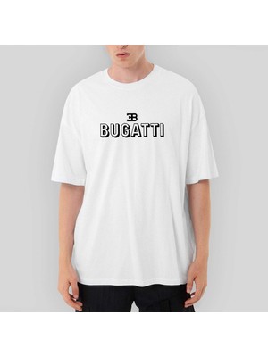 Crows Gate Bugati Text Oversize Beyaz Tişört