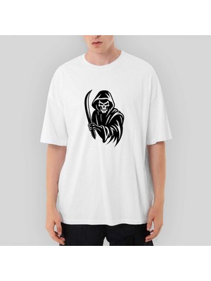 Crows Gate Grim Reaper Sword Oversize Beyaz Tişört