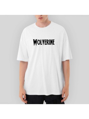 Crows Gate Wolverine Text Oversize Beyaz Tişört