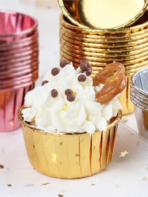 Beyhan Bayhan 25 Adet Kağıt Muffin Kek Cupcake Sufle Kapsülü Gold