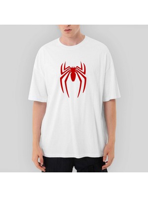 Crows Gate Spiderman Logo Oversize Beyaz Tişört