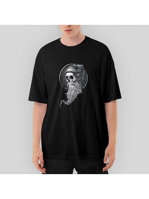 Crows Gate Skull Kuru Kafa Hippy Oversize Siyah Tişört