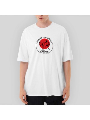 Crows Gate Karete Shotokan Red Circle Oversize Beyaz Tişört