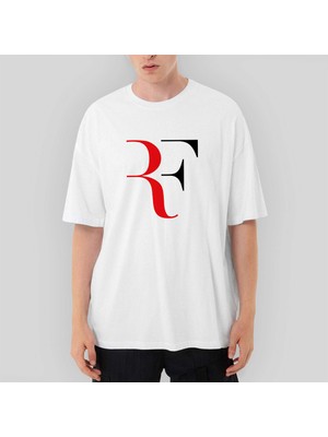 Crows Gate Roger Federer Colored Logo Oversize Beyaz Tişört
