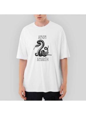Crows Gate Amon Amarth Snake Oversize Beyaz Tişört