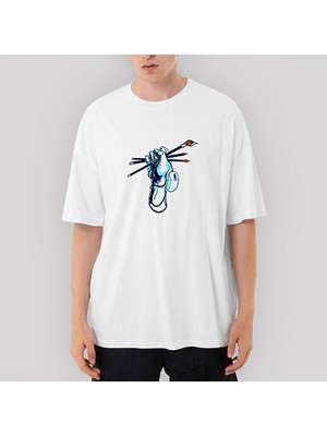 Crows Gate Graphic Designer Oversize Beyaz Tişört