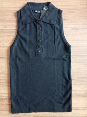 Dilvin 10413 Polo Yaka Çıtçıtlı Triko Bluz Siyah