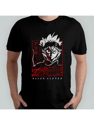 Pixxa Black Clover Asta %100 Pamuklu Bisiklet Yaka T-Shirt Model 3