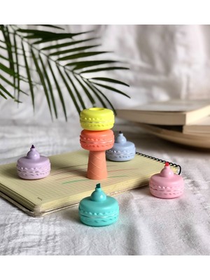 Hediye Vakti Makaron 6'lı Keçeli Kalem ve Çikolata Kokulu Misgibi Defter Set