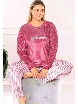 Dowry Büyük Beden  Kadın Uzun Kol  Kadife  Şık Pijama Takımı