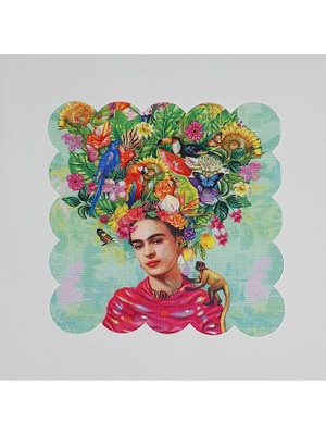 Çiçekli Meksikalı Kadın Dijital Baskılı Kumaş Kokteyl Peçetesi Lazer Kesimli