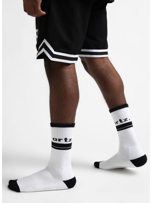 Arteziahn Retro Black - White Siyah - Beyaz Lifestyle & Spor Havlu Taban Organik Çorap