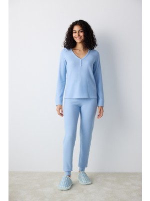 Penti Blue Soft Açık Mavi Pantolon Pijama Takımı