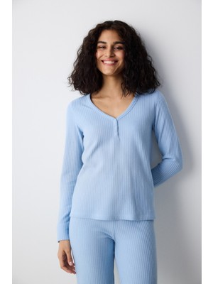 Penti Blue Soft Açık Mavi Pantolon Pijama Takımı