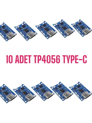 Robo Dünya TP4056 10 Adet Ters Akım Korumalı TP4056 18650 Type C Lityum Pil Şarj Devresi Type-C TP405610C