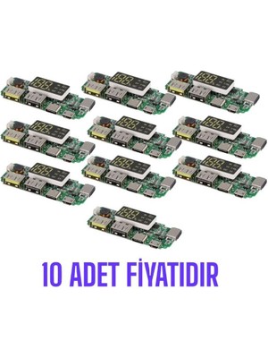 Robo Dünya Çift USB 5V 2.4A Led'li Micro Type-C Powerbank Modülü - 10 Adet